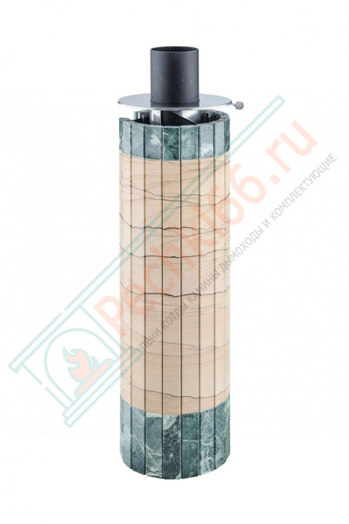 Дымоход с регистром Окаменевшее дерево перенесённый рисунок + Жадеит, d-115, L=1000 мм (Feringer)