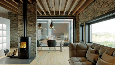 Печь-камин Ceres, золотая сталь (Defro-Home) 6кВт