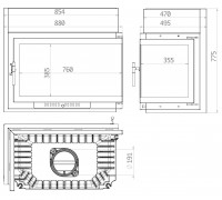 Каминная топка Font 800 L, угловое стекло слева (ECHA-TECH) 18 кВт