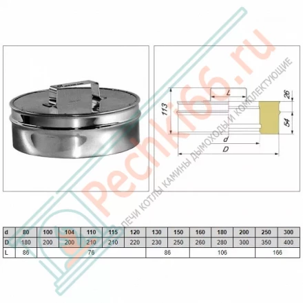 Ревизия V50R с изол (AISI-321/0,5-ОЦИНК-RAL/0,5) d-300/400 (Вулкан)