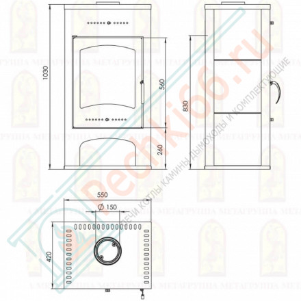 Печь-камин Варта (Мета) до 180 м3