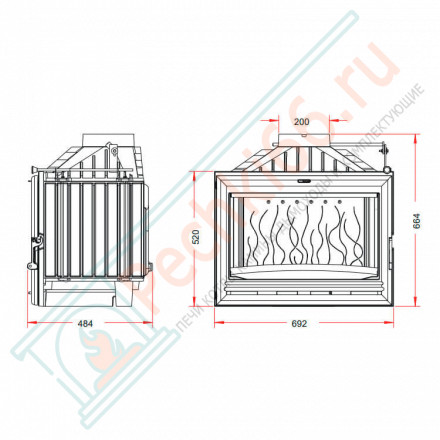 Чугунная топка Опсион 700 с заслонкой (INVICTA)