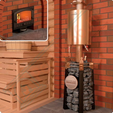 Банная печь Екатерина СТОУН с панорамным стеклом (Добросталь)