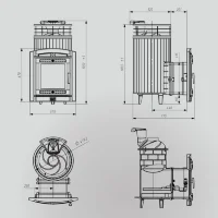Печь банная Атмосфера L, верде гватемала ламель+сетка с газовой горелкой 24 кВт (ProMetall) 20м3