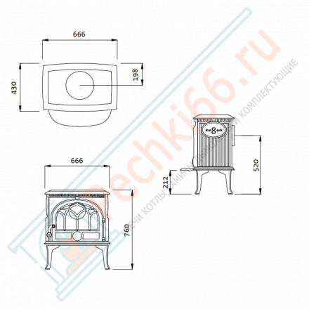 Чугунная печь F8 TD BP (Jotul)