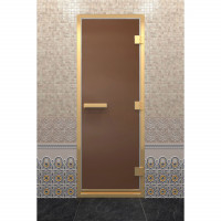Стеклянная дверь для хамама в золотом профиле, бронза матовая 190х80 (по коробке) (DoorWood)