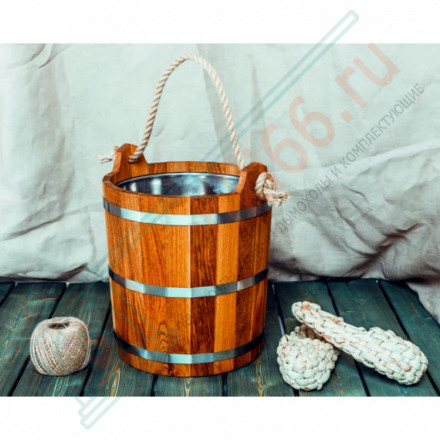 Запарник 12л. с нержавеющей вставкой, ДУБ в темном (Woodson)