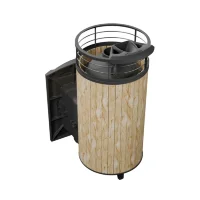 Печь банная Атмосфера XL, окаменевшее дерево ламель+сетка с газовой горелкой 24 кВт (ProMetall) 26м3