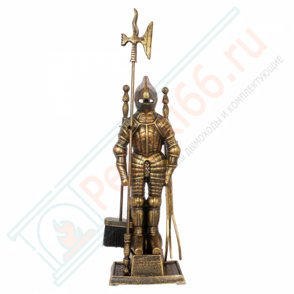 Набор каминный D50011АGК Рыцарь (4 предмета, 79см, античное золото/черный), на подставке в Москве
