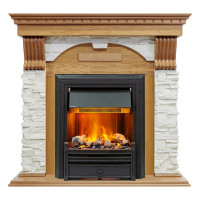Электрокаминокомплект Dublin - Дуб / Сланец белый с очагом Brookline Black