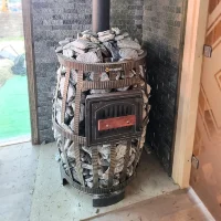 Чугунная печь для бани Легенда Русский пар Ковка 18 Панорама "М" (Везувий)