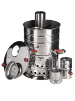 Самовар Турецкий из нерж. стали Бочка два крана 8 литров Zarifis S-108