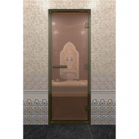 Стеклянная дверь DoorWood «Хамам бронза» в бронзовом профиле 1900х800 (по коробке)