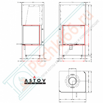 Каминная топка П2С 6057 R (Астов)