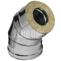 Сэндвич колено 45° (НЕРЖ-430/0,8-ОЦИНК/0,5) d-115/200 (Ferrum HF-Z) Сэндвич колено 45° (НЕРЖ-430/0,8-ОЦИНК/0,5) d-115/200 (Ferrum HF-Z)