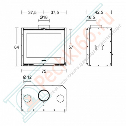 Стальная топка IL 75/64 (Piazzetta) 9,3 кВт