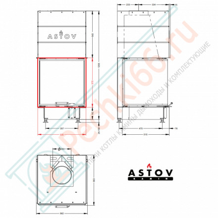 Каминная топка П3С 5357 (Астов)