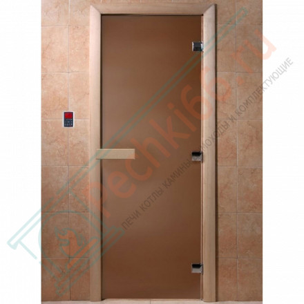 Дверь стеклянная для бани "Теплая ночь" бронза матовая 1900х700 (DoorWood)