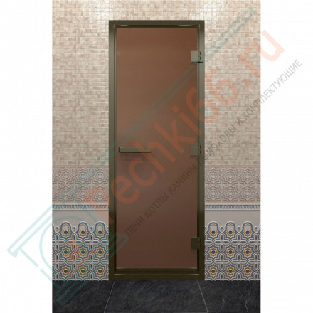 Дверь для хамама в бронзовом профиле, бронза матовая 210x90 (DoorWood)