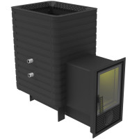 Печь для бани Березка Фаворит 15 Д-2, каминная дверца, с теплообменником