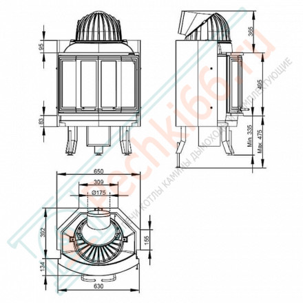 Чугунная топка NI-25 со складными дверцами (Nordpies)