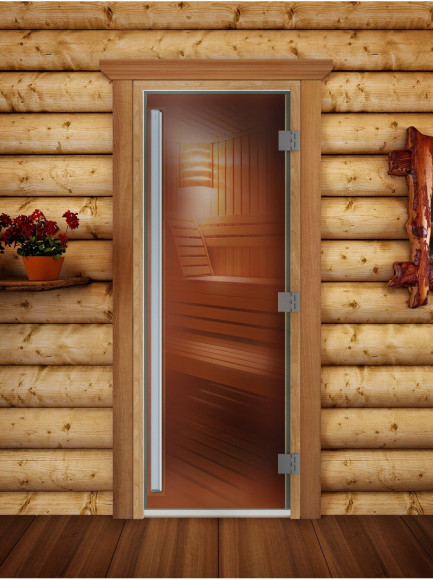 Дверь для бани и сауны Престиж бронза, 180х70 см по коробке (DoorWood) в Москве