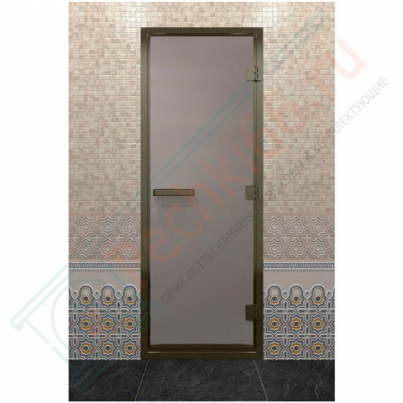 Дверь для хамама в бронзовом профиле, сатин 190x80 (DoorWood) в Москве