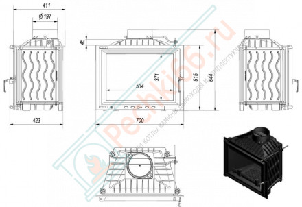 Чугунная топка Eryk 700 (Kratki)