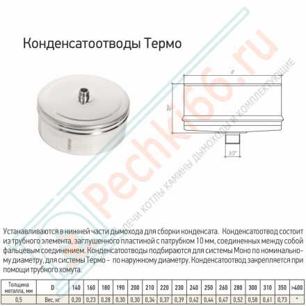 Кондесатоотвод Термо-Р (по наружному диаметру) (316-0.5) d-115/210 (ТиС Стандарт)