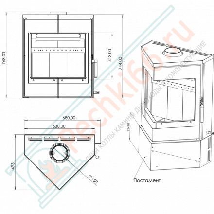 Печь-камин Леман подвесной (Мета-Бел)