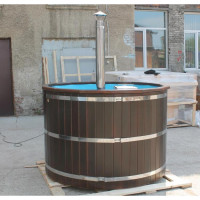 Японская баня Фурако круглая с пластиковой вставкой с внутренней печкой 200х200х120 (НКЗ)