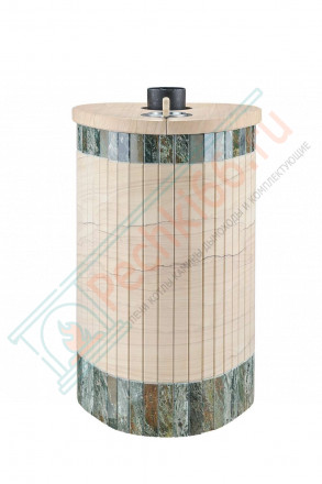 Дровяная банная печь Ферингер ОПТИМА "Окаменевшее дерево перенесённый рисунок + Жадеит" до 28 м³