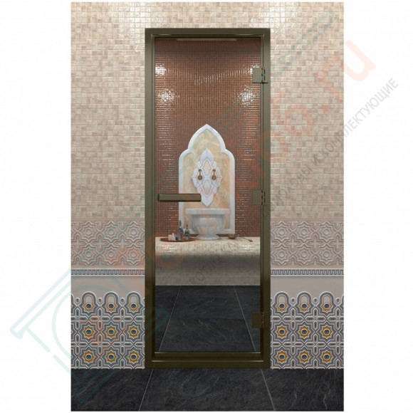Стеклянная дверь DoorWood «Хамам Прозрачная» в бронзовом профиле 2000х700 (по коробке) в Москве