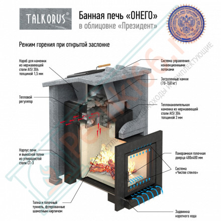 Печь для Русской бани Онего 25ТС президент с выносной топкой (Talkorus)