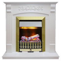 Электрический каминокомплект Sorrento - Белый дуб с очагом Danville Antique Brass FB2