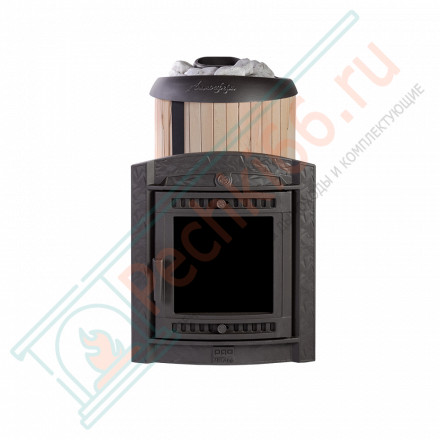Печь для бани Атмосфера L+, усиленная каменка, ламели "Окаменевшее дерево" (ProMetall)