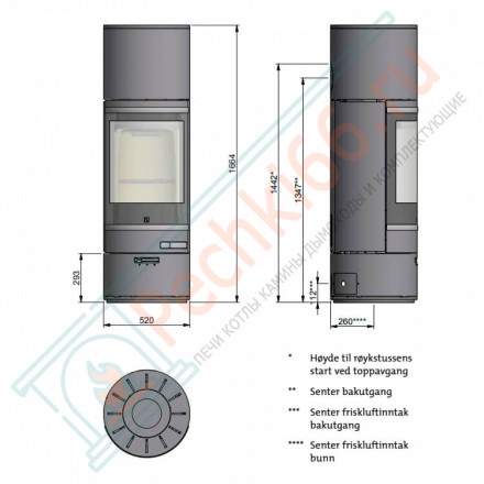 Печь-камин Scan 85-6 High Top/Low Base, вермикулитовые плиты, BP (Scan)