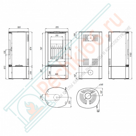 Печь-камин Orbis, золотая сталь (Defro-Home) 9кВт