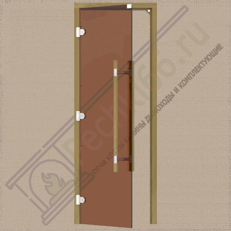 Дверь стеклянная для бани и сауны, бронза, коробка кедр, ручка с металлической вставкой 1900х700 (Sawo) 741-3SGD в Москве