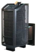 Печь банная чугунная "Амур-ПРО" с закрытой каменкой. Панорамная дверца (сетка) (Сибирь-НМК)