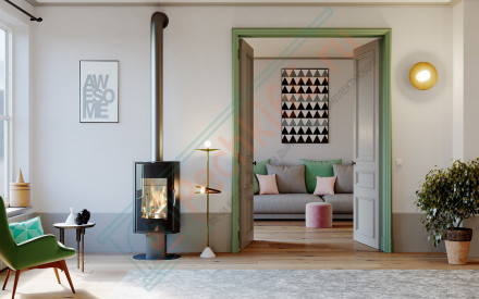 Печь-камин Orbis Top, коричневая сталь (Defro-Home) 9кВт