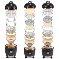 Гриль из керамики с ножками и столиками  Le Chef Black (Monolith)