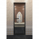 Стеклянная дверь DoorWood «Хамам Прозрачная» в черном профиле 2000х700 (по коробке)