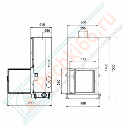 Каминная топка F 750W, белый шамот (Stav)