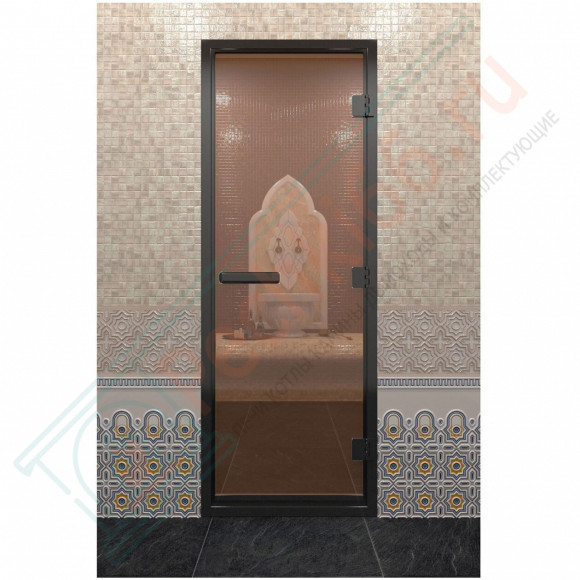 Дверь для хамама в черном профиле, бронза 2000x700 мм (DoorWood) в Москве