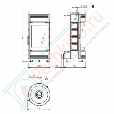 Печь-камин Helga EVO, цвет серый (La Nordica)