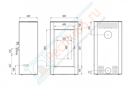 Печь-камин Solum, красная сталь (Defro-Home) 9кВт