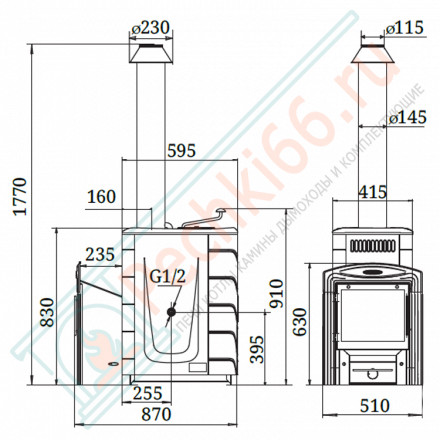 Печь для бани Скоропарка 2017 Inox Витра Б антрацит (T.M.F)