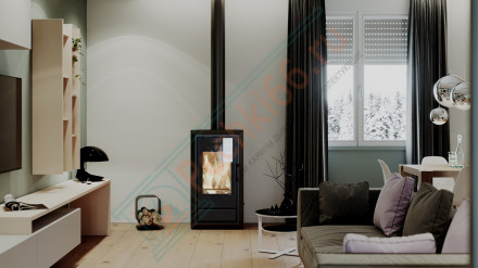 Печь-камин Ignis, черная сталь (Defro-Home) 9кВт