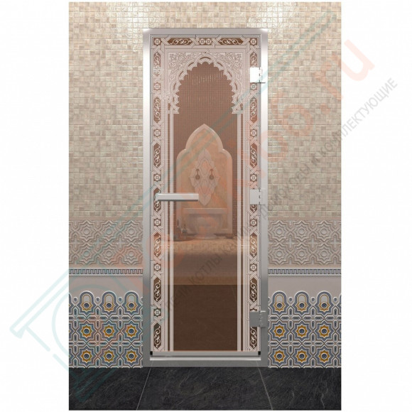 Стеклянная дверь DoorWood «Хамам Восточная Арка Бронза» 2000х800 (по коробке) в Москве